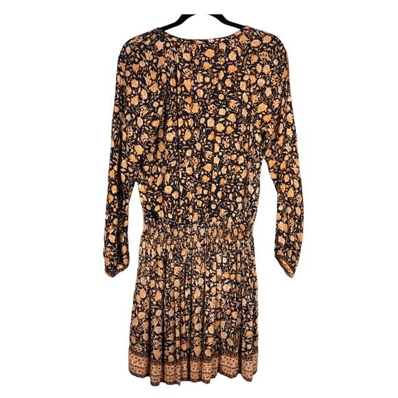 Faherty Montara Long Sleeve Dress in Wanderlust Floral Blue Orange Small - Picture 5 of 8